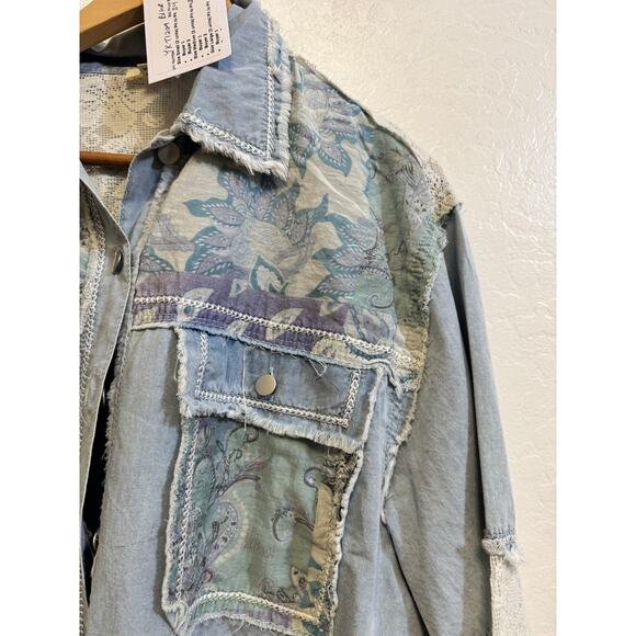 1207 POL Size Medium Button Down Jacket Lace Detal Long Baloon Sleeve NEW - Picture 5 of 7